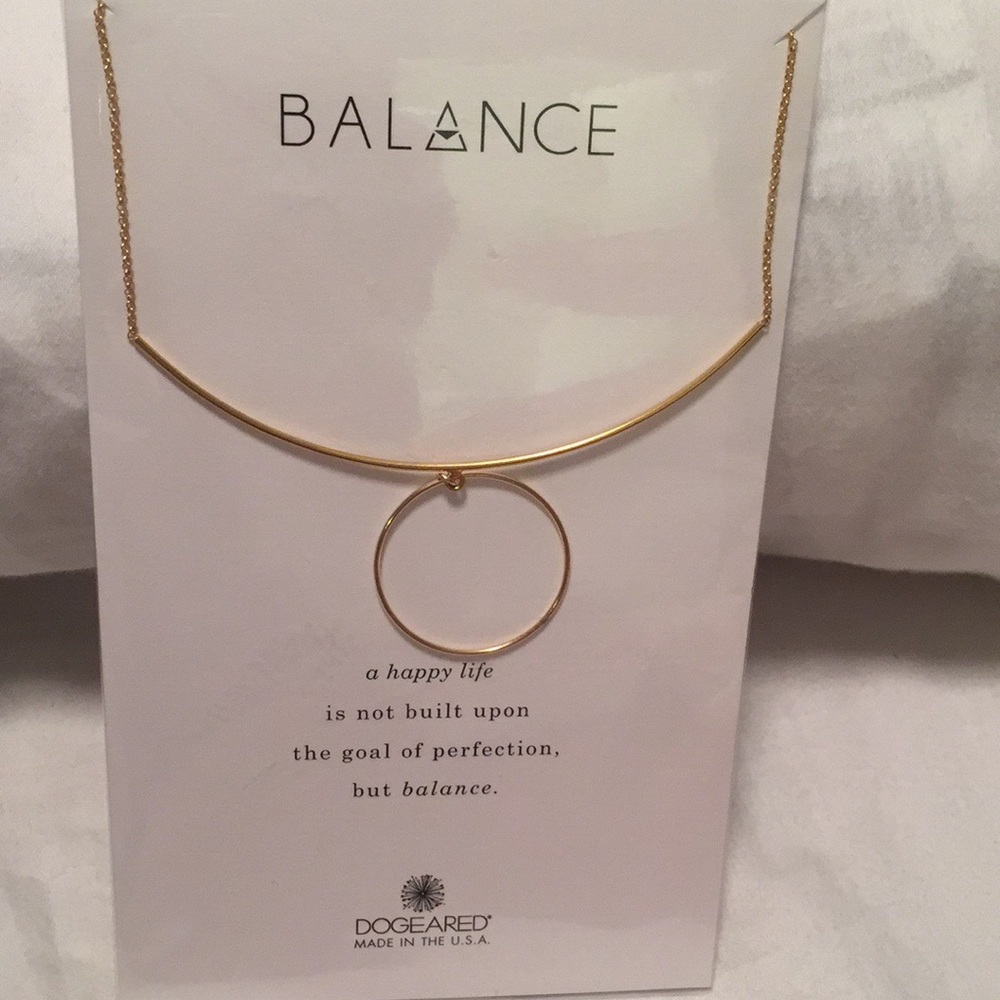 Dogeared Balance Gold delicate bar with ring 14”